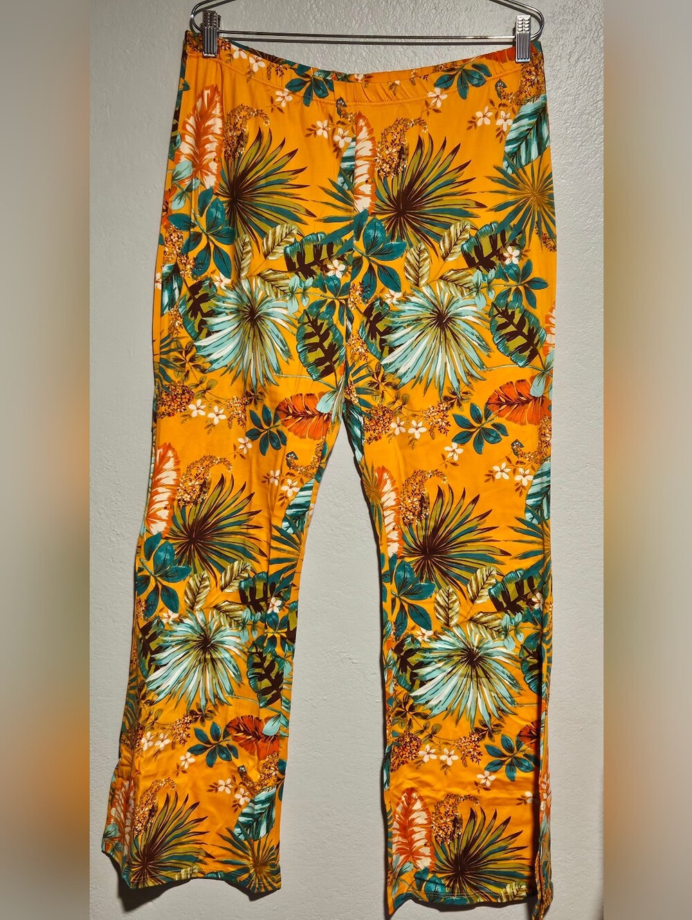 Noflik Women Elastic High Waisted Bell Bottom Flare Pants w/Side Slits Size 2XL - Picture 2 of 14